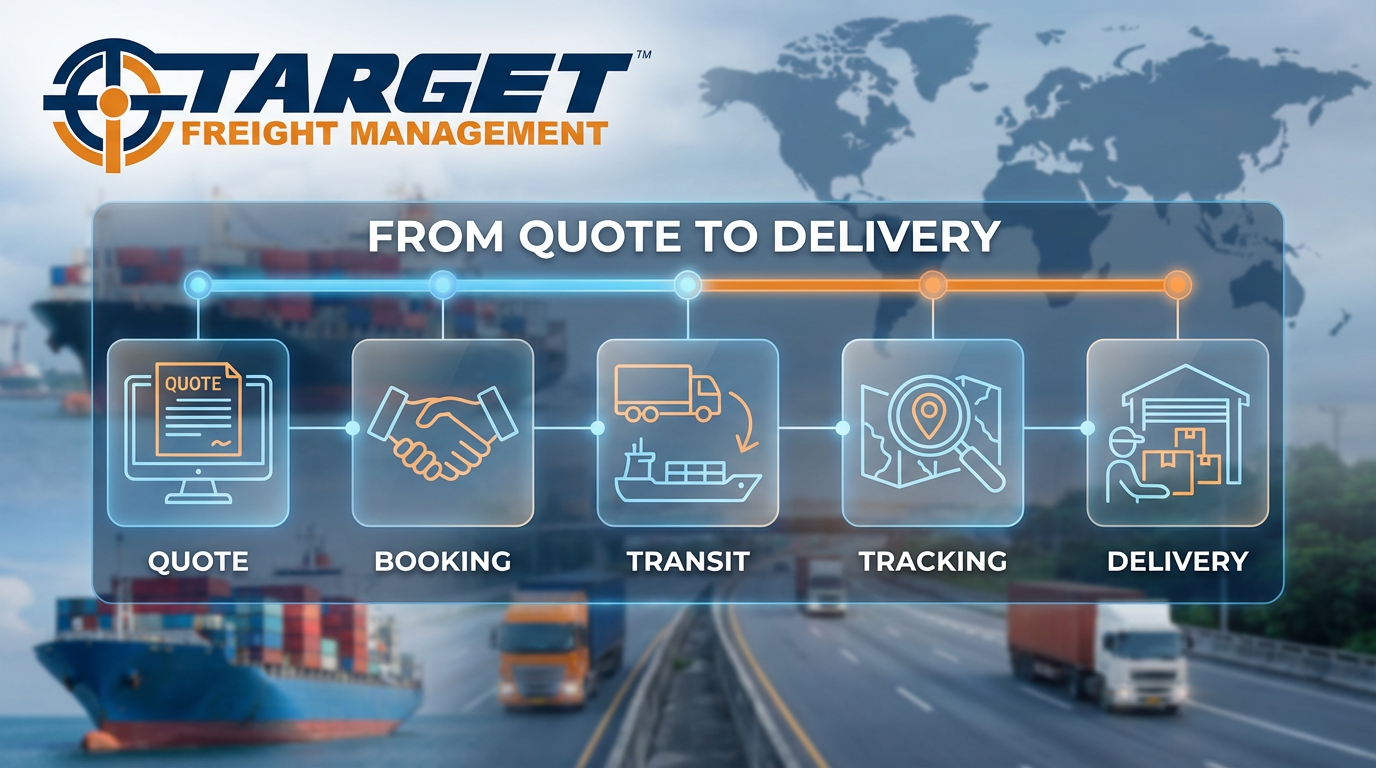 Transparent freight process showing quoting, tracking, billing, and delivery visibility at Target Freight Management