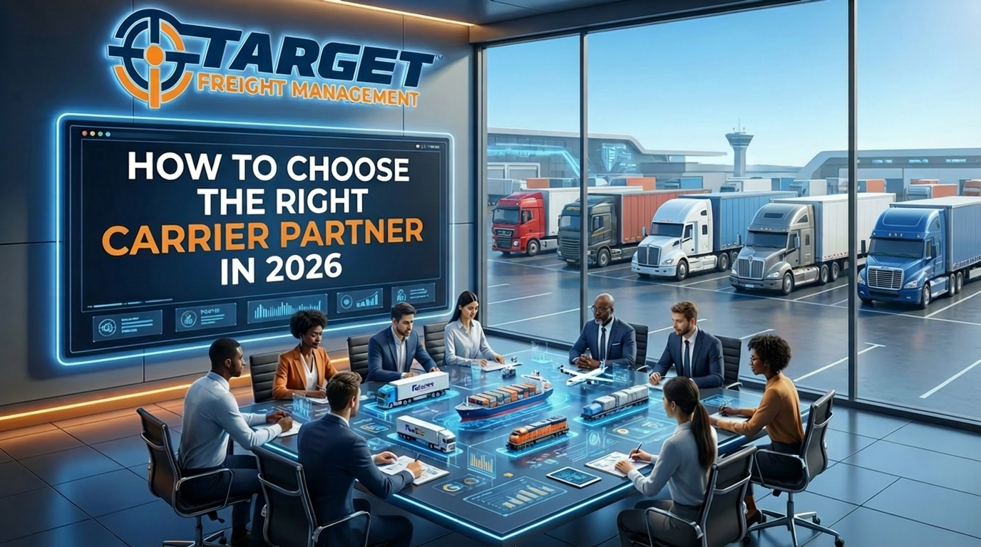 Target Freight Management carrier partner selection process showing logistics planning, freight coordination, and transportation decision-making